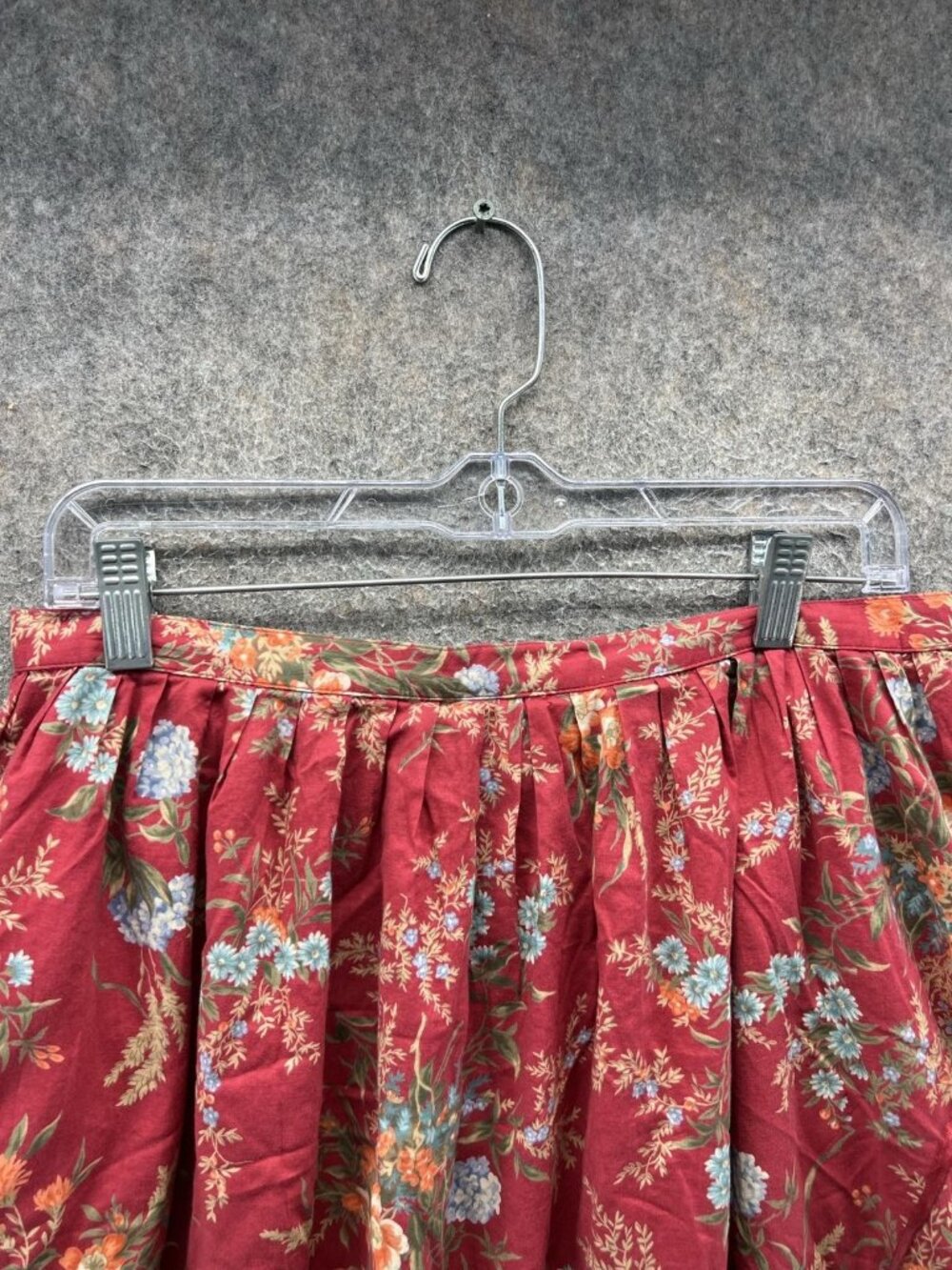 Lauren Ralph Lauren Skirt Womens 12 Red Floral Satin A Line Midi Button Front - Picture 10 of 12